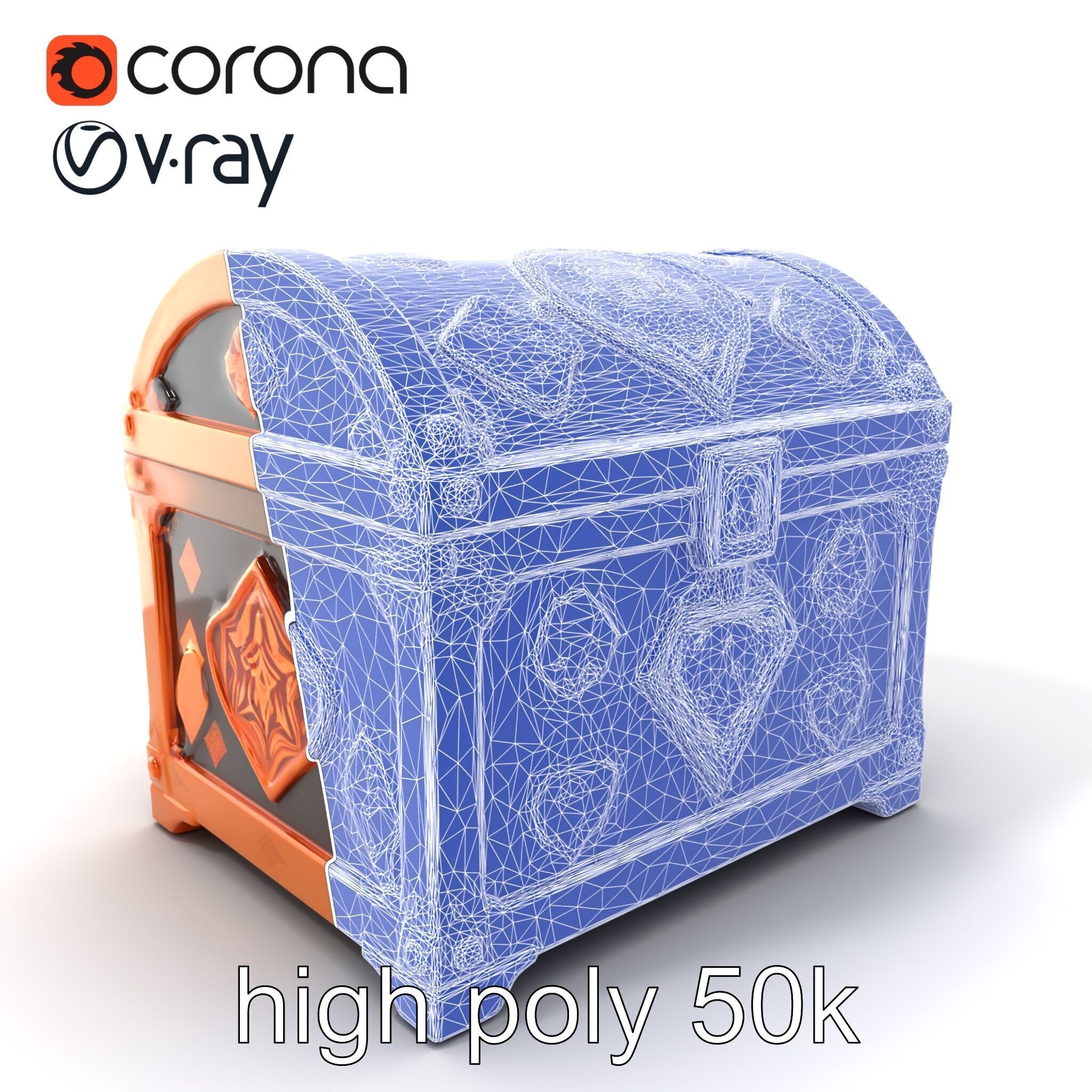Mystical Chest Golden Embellishments model pack Low-poly 3D model_10