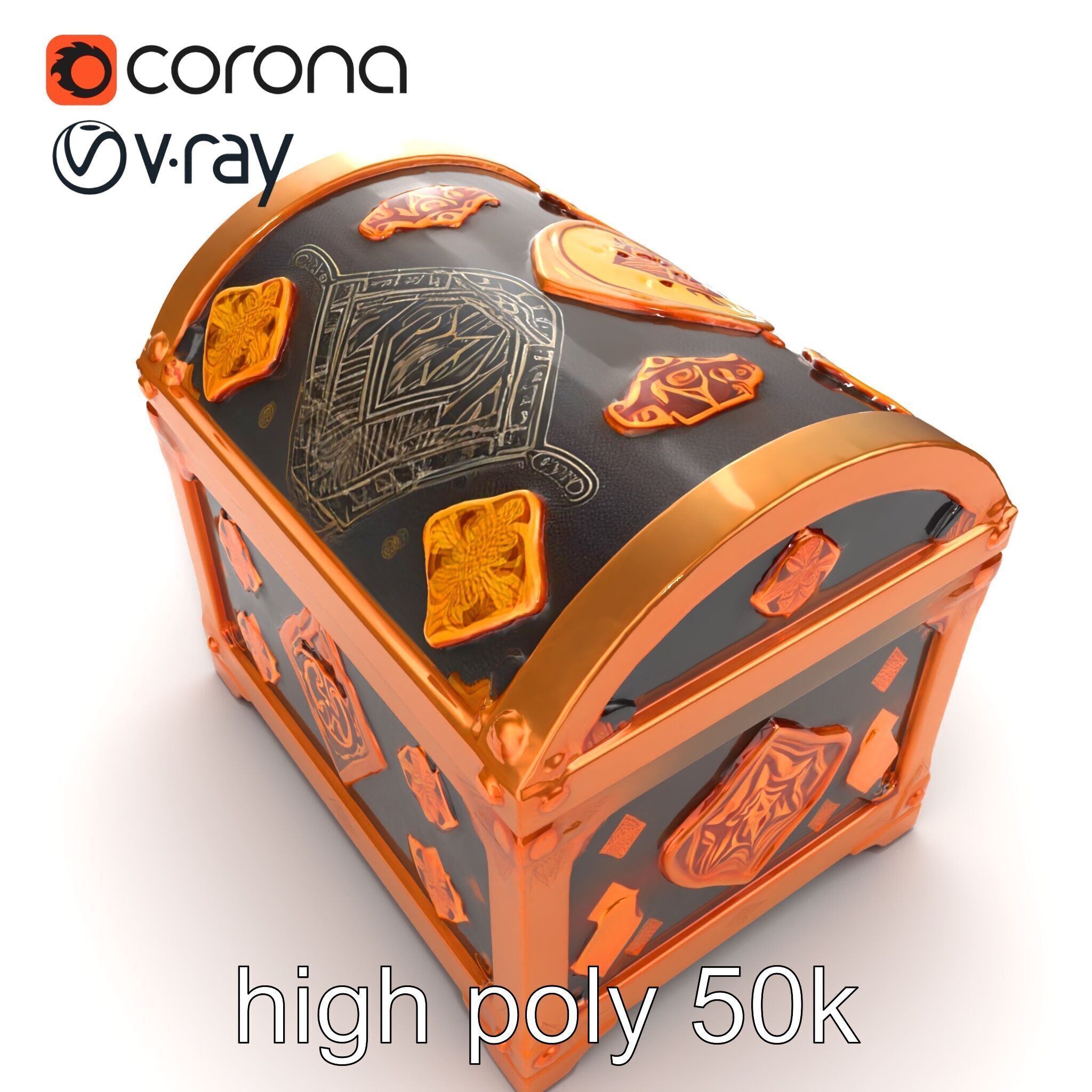 Mystical Chest Golden Embellishments model pack Low-poly 3D model_14