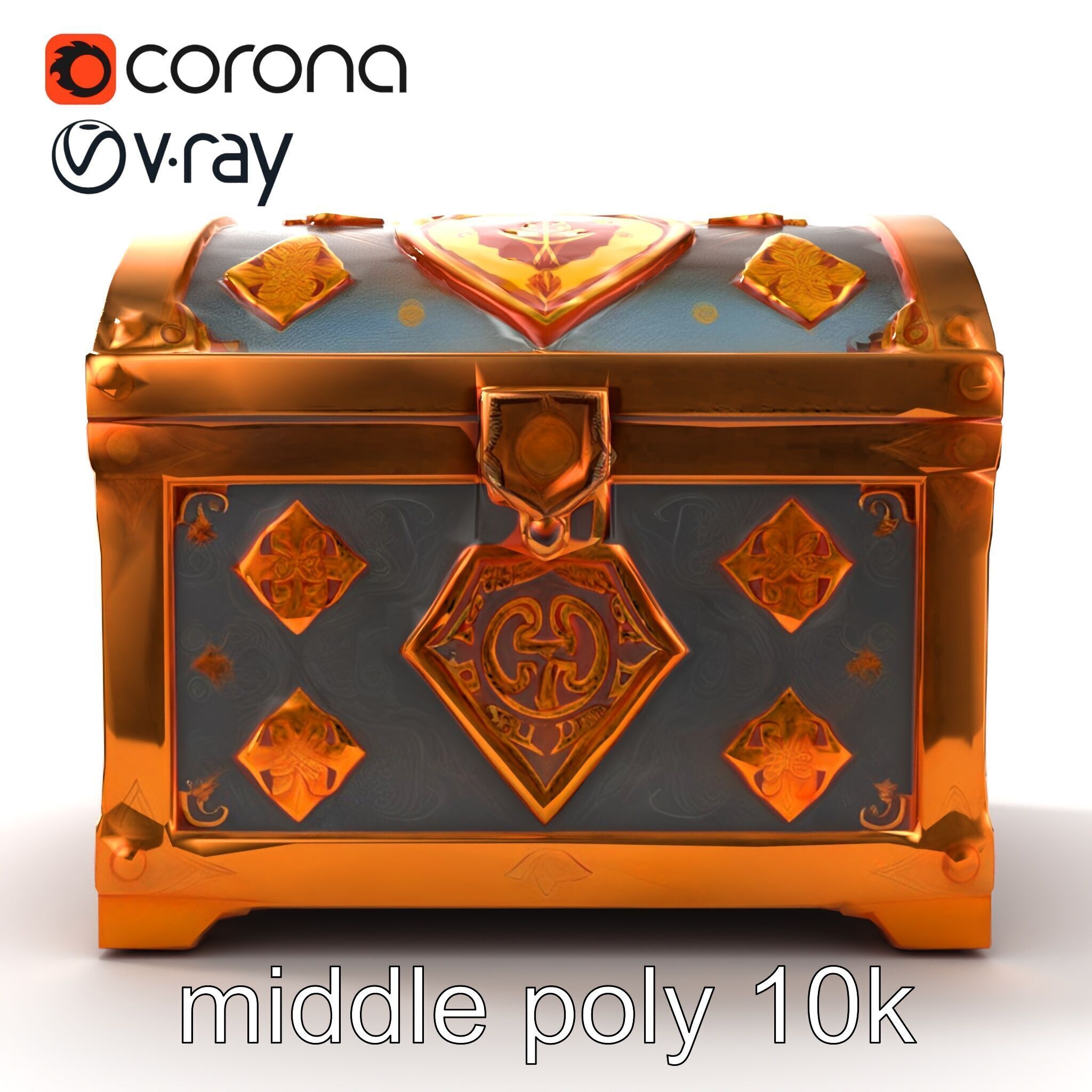Mystical Chest Golden Embellishments model pack Low-poly 3D model_19