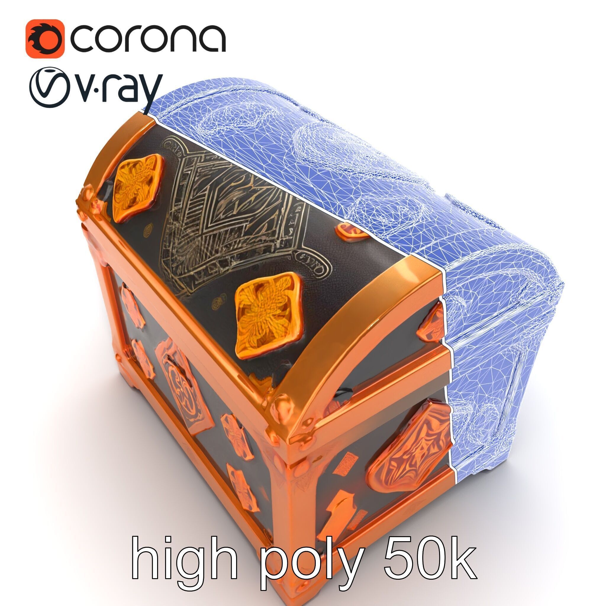 Mystical Chest Golden Embellishments model pack Low-poly 3D model_23