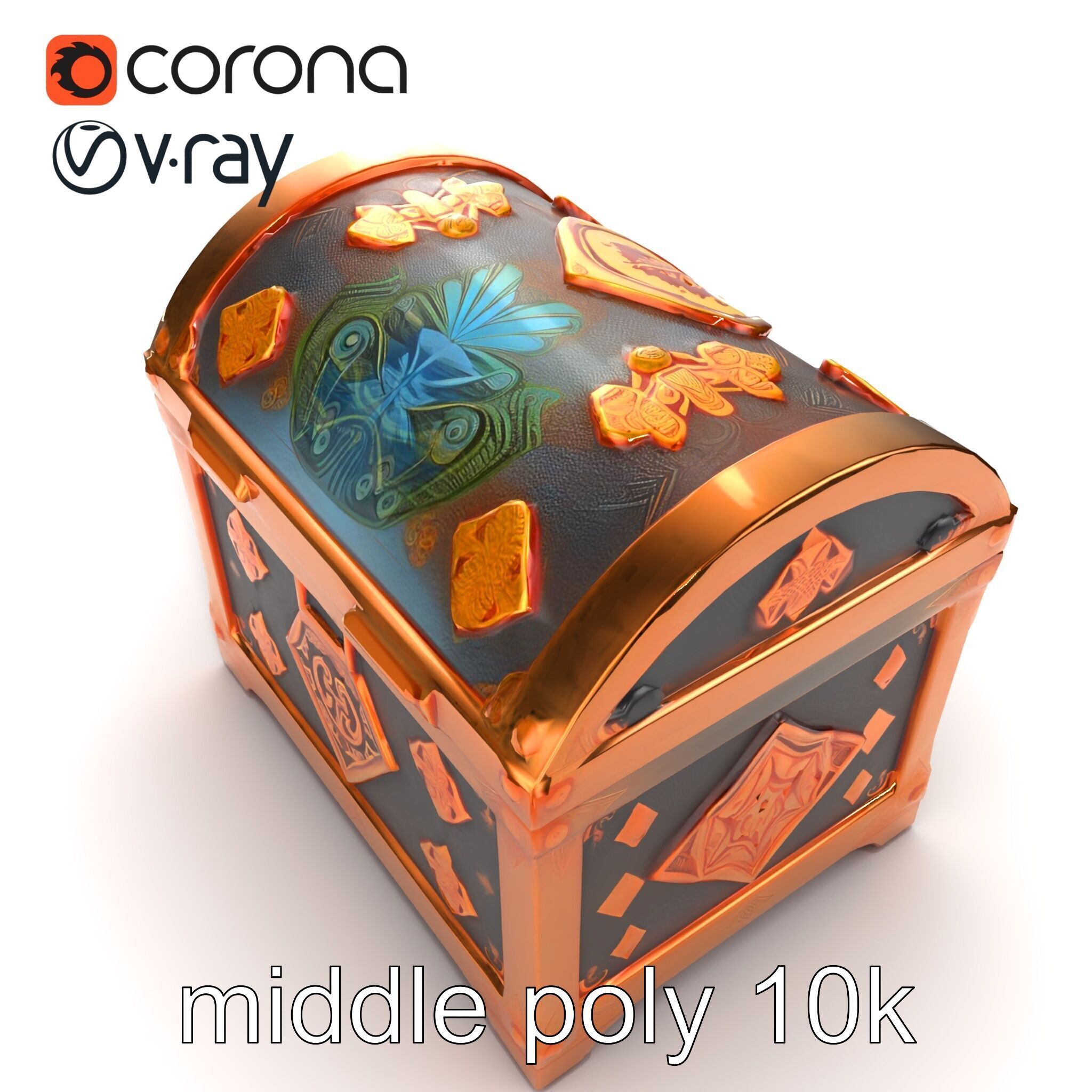 Mystical Chest Golden Embellishments model pack Low-poly 3D model_17