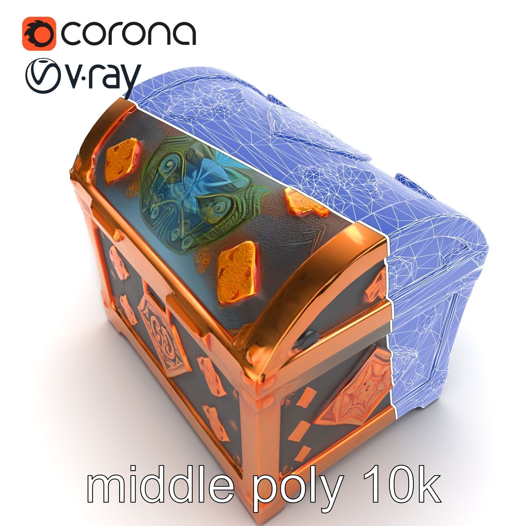 Mystical Chest Golden Embellishments model pack Low-poly 3D model_28