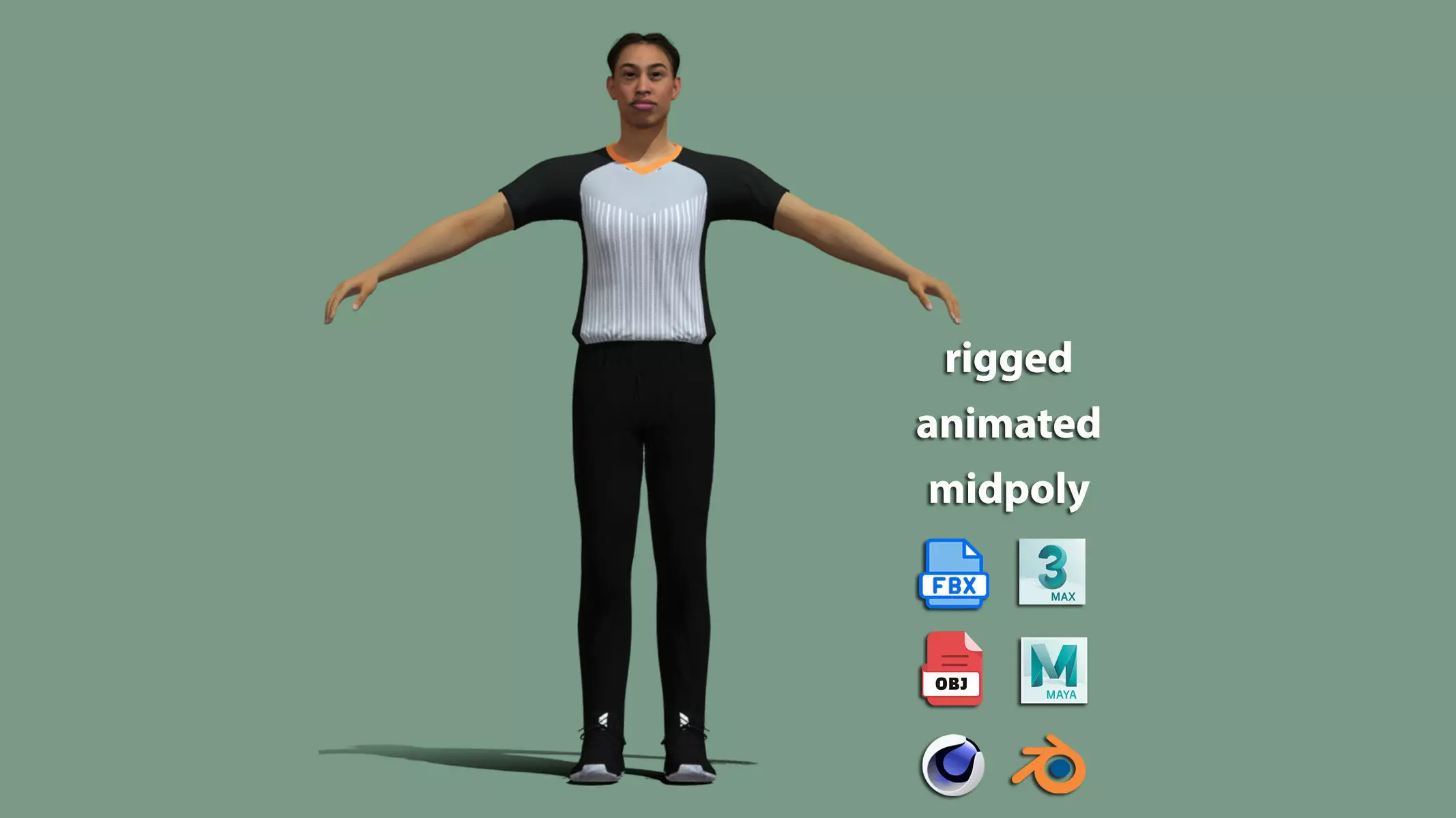 T-Pose Rigged WNBA referee 3D model