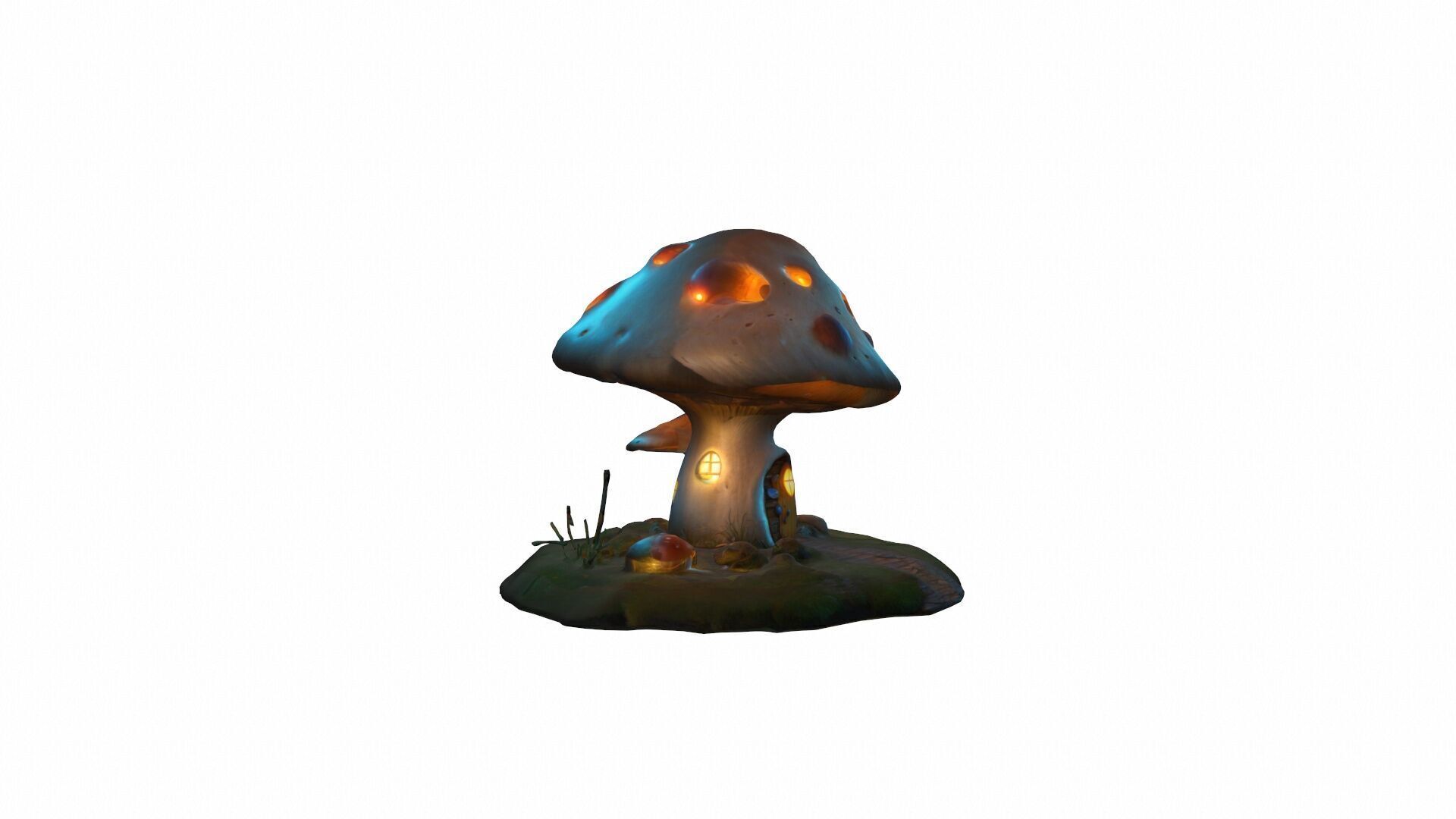 Glowing Mushroom Home Biomechanical 3d Render  3D model_2