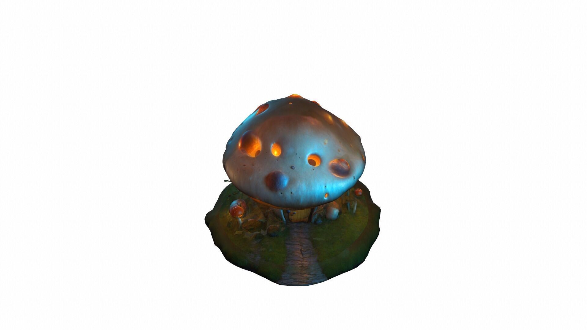 Glowing Mushroom Home Biomechanical 3d Render  3D model_4