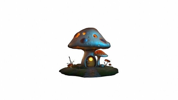 Glowing Mushroom Home Biomechanical 3d Render  3D model