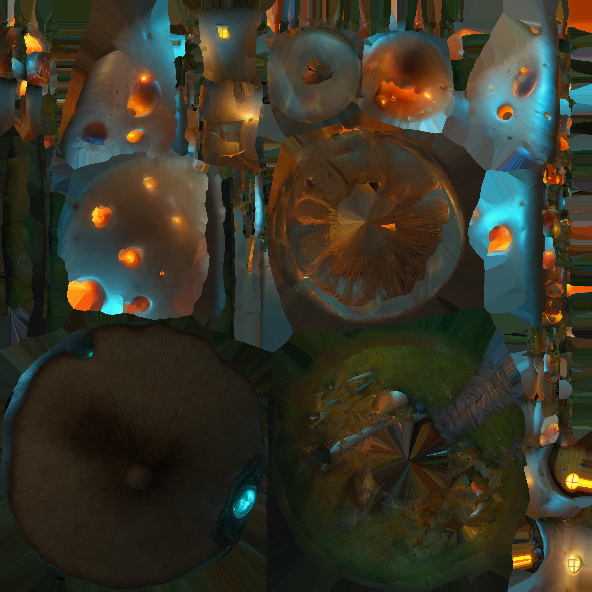 Glowing Mushroom Home Biomechanical 3d Render  3D model_8