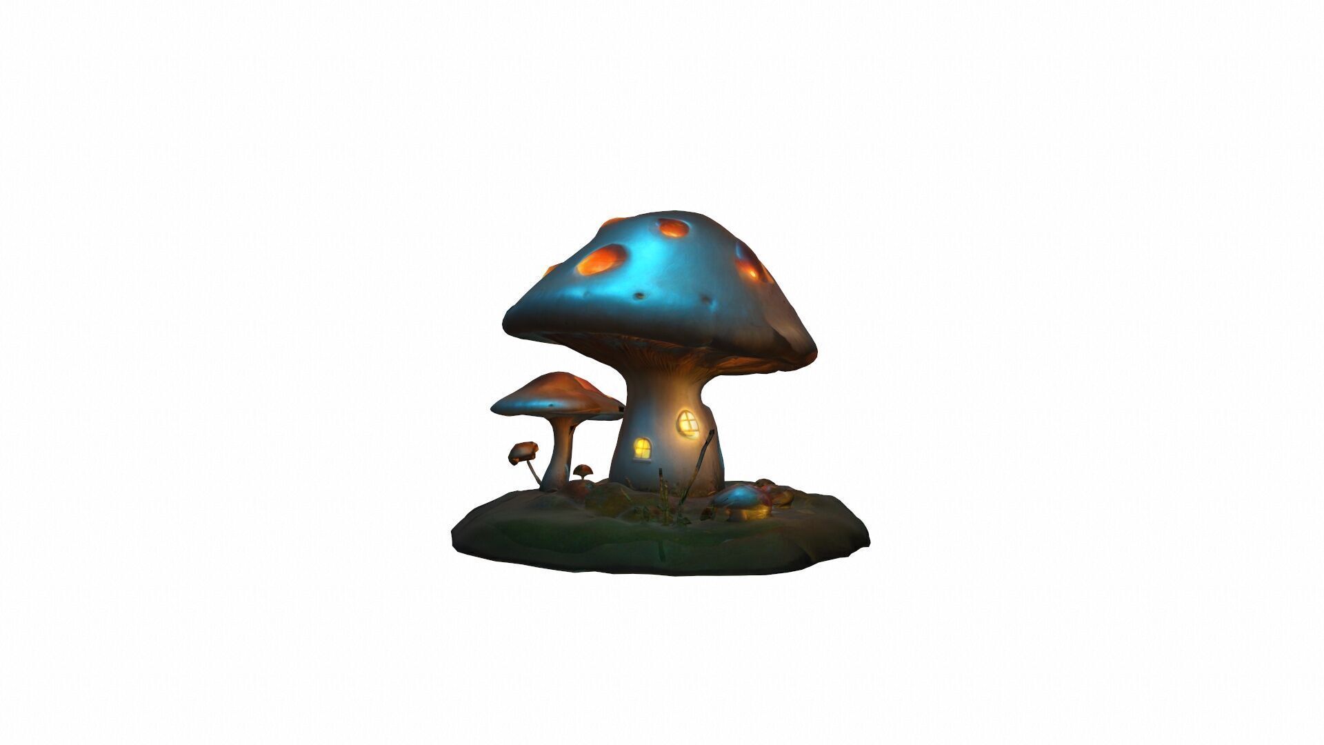 Glowing Mushroom Home Biomechanical 3d Render  3D model_3