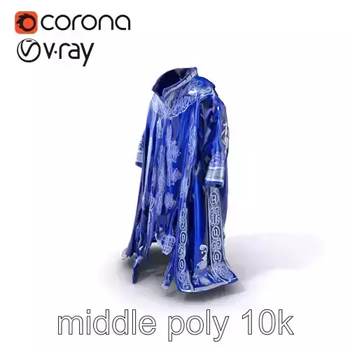 Sapphire Wizards Robe with Silver Embroidery model pack