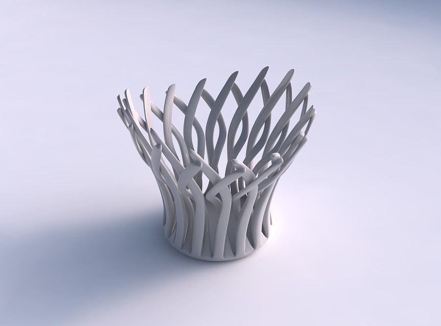 Bowl with twisted muscle structure streched top 3D print model_0