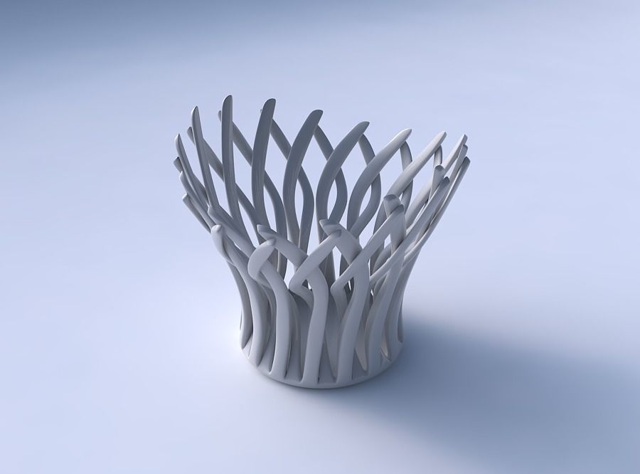 Bowl with twisted muscle structure streched top 3D print model_3