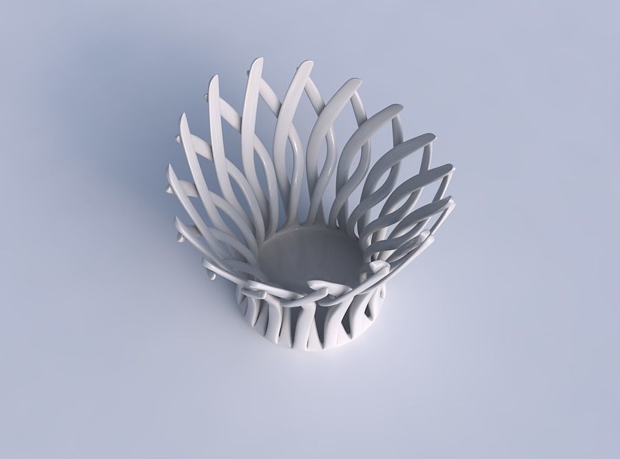 Bowl with twisted muscle structure streched top 3D print model_1