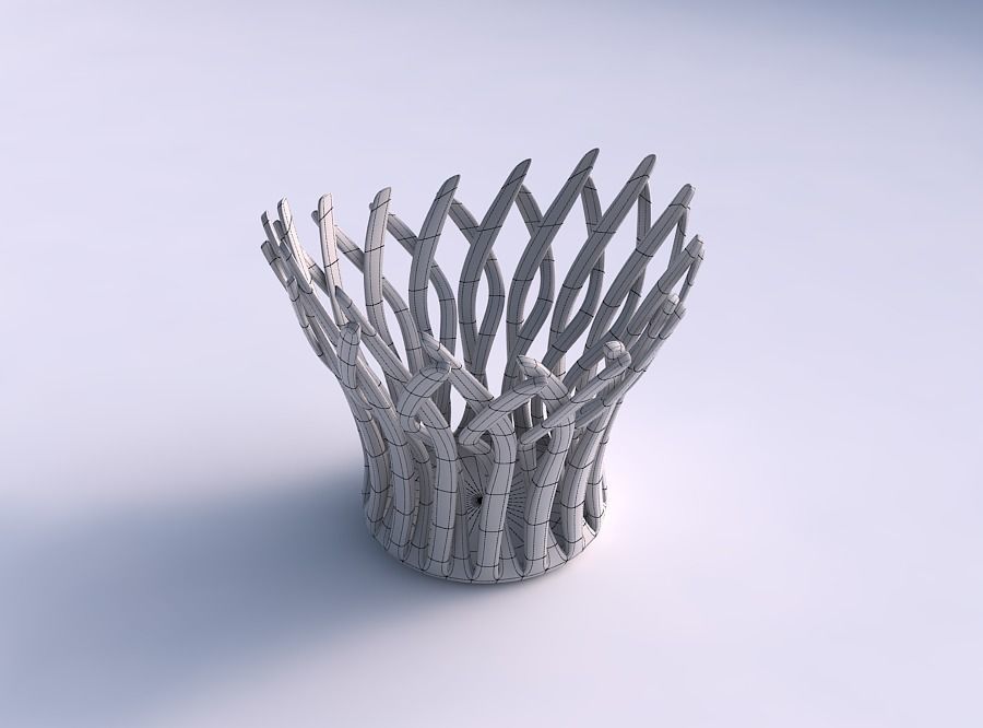 Bowl with twisted muscle structure streched top 3D print model_5