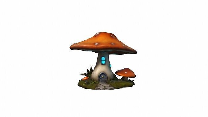 Glowing Mushroom Home Biomechanical 3d Render  3D model