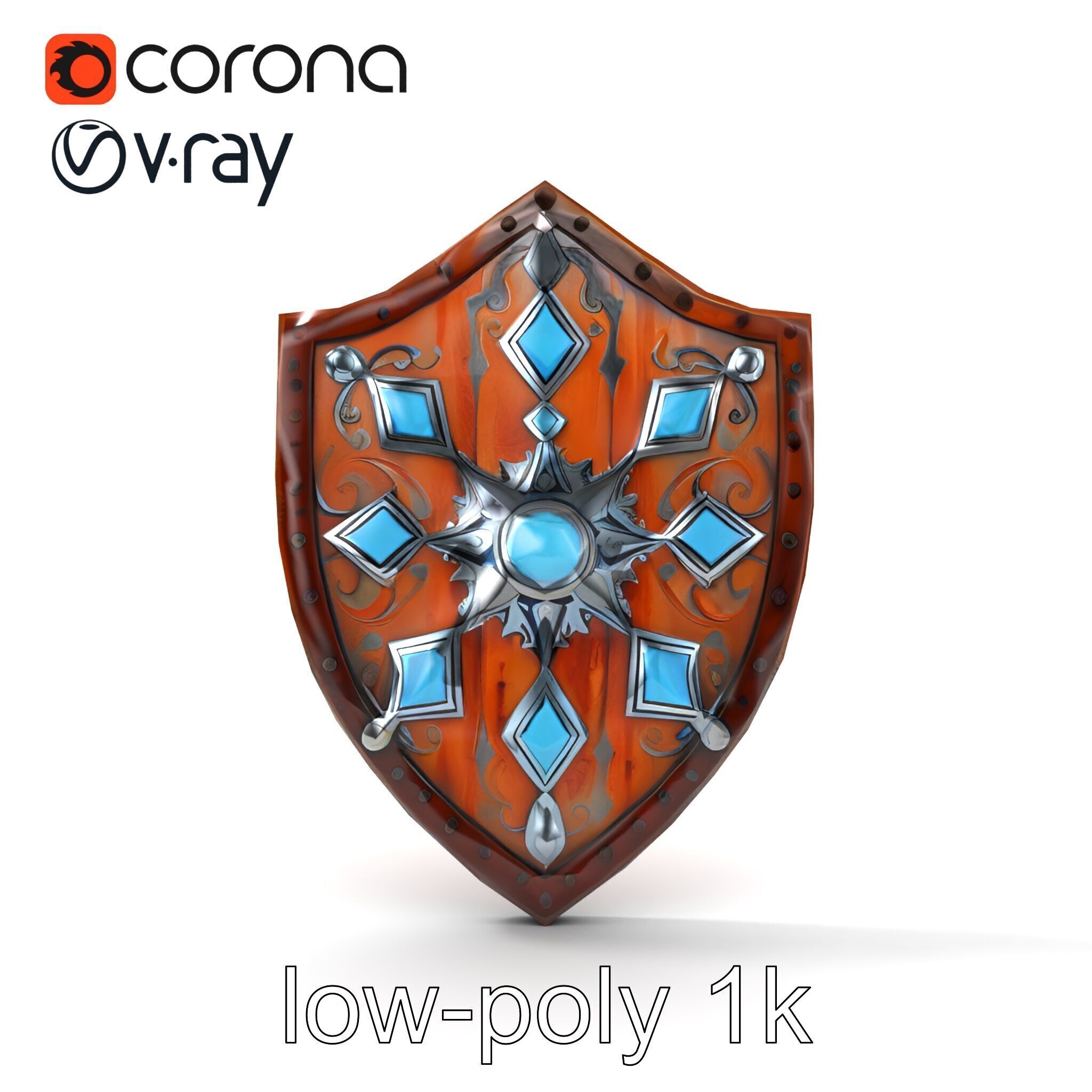 Enchanted Celestial Iron Shield model pack Low-poly 3D model_29