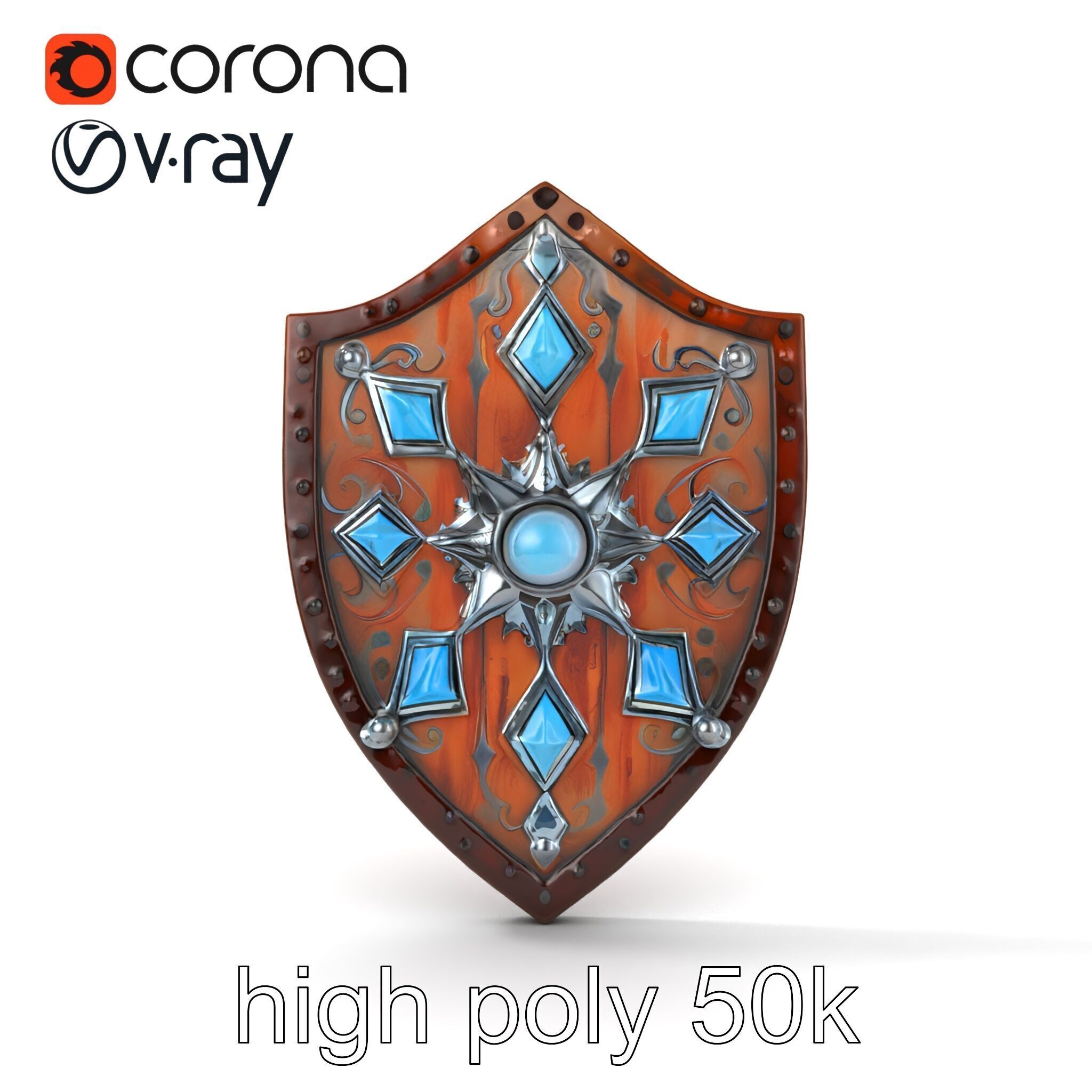 Enchanted Celestial Iron Shield model pack Low-poly 3D model_27