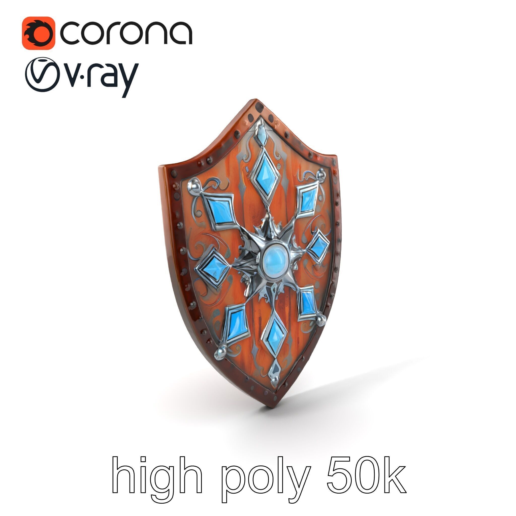 Enchanted Celestial Iron Shield model pack Low-poly 3D model_2