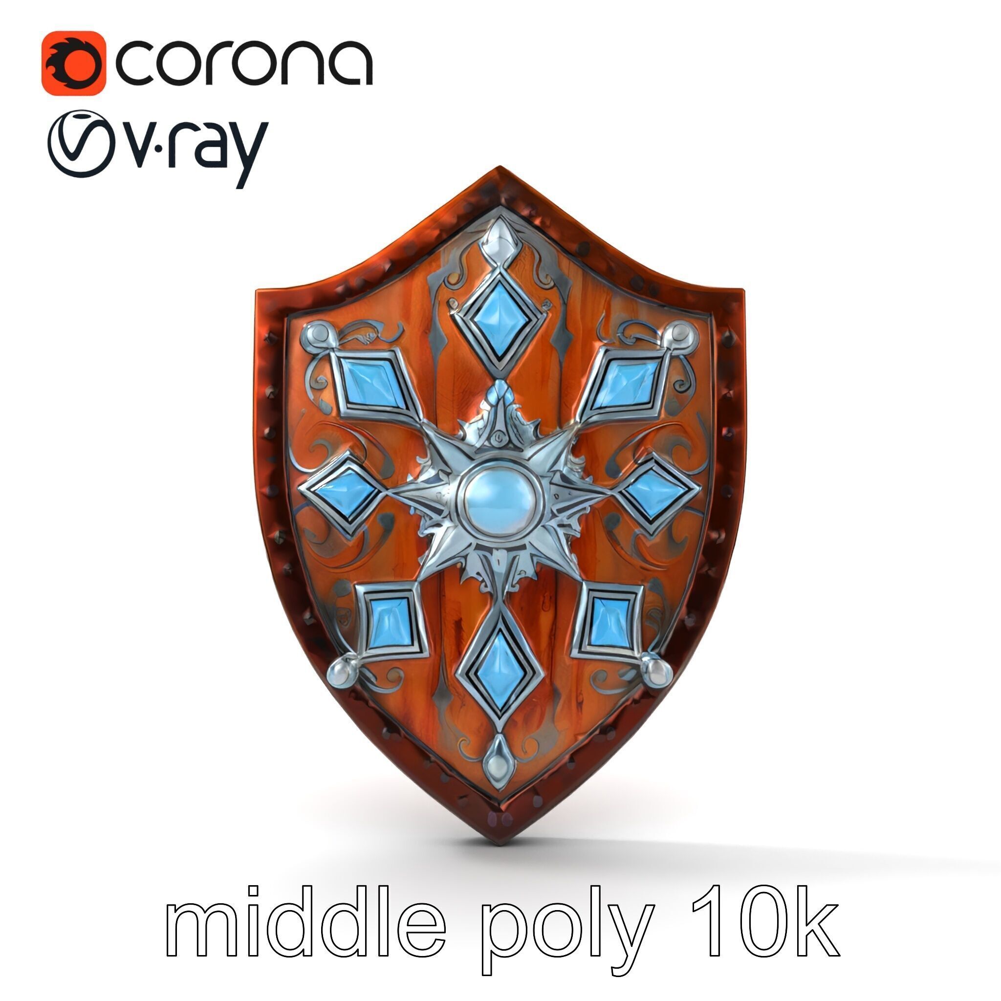 Enchanted Celestial Iron Shield model pack Low-poly 3D model_14