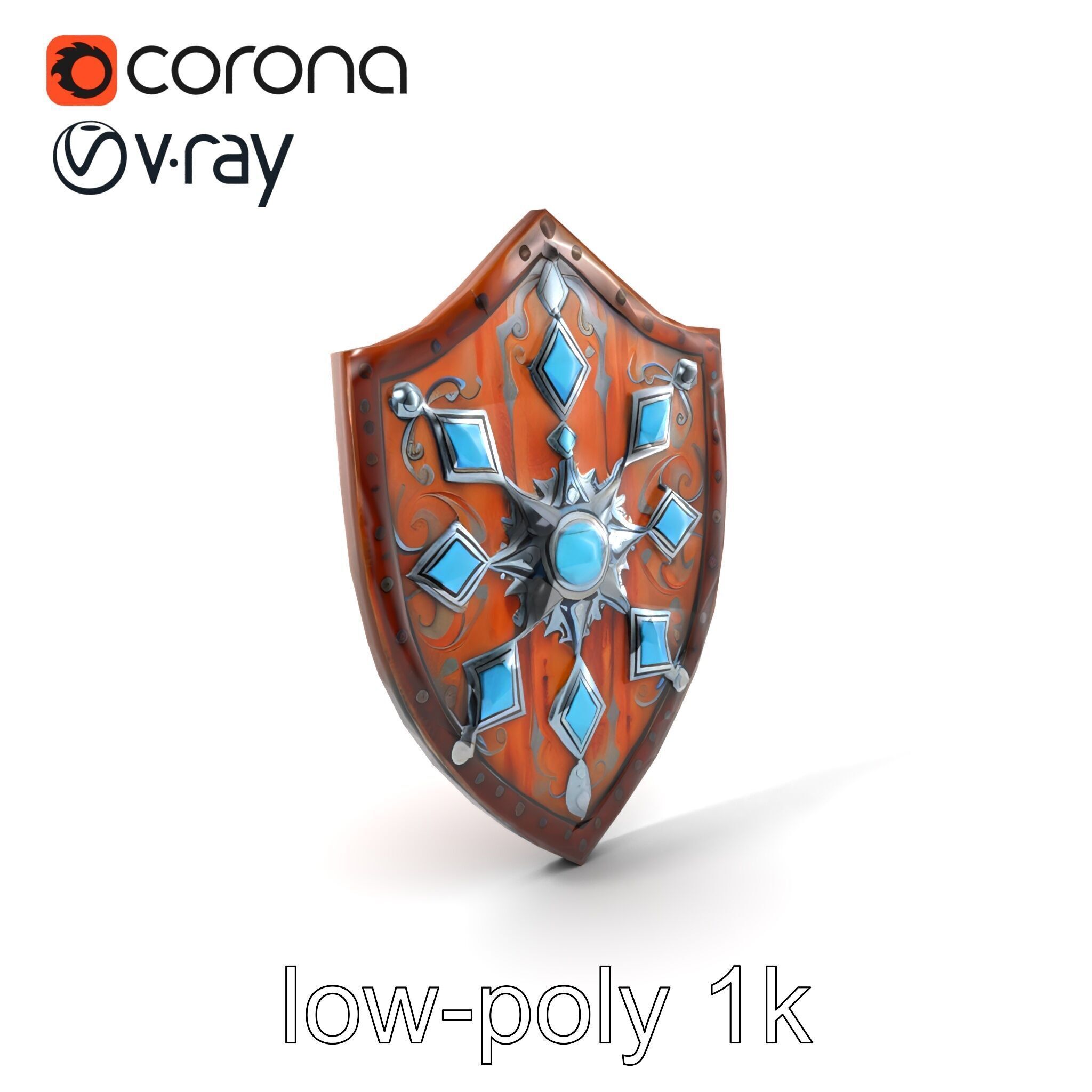 Enchanted Celestial Iron Shield model pack Low-poly 3D model_5