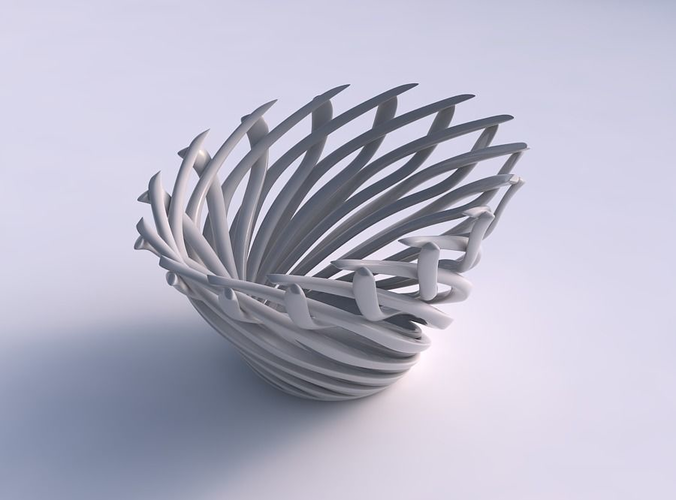 Bowl with twisted muscle structure streched top corner 3D print model