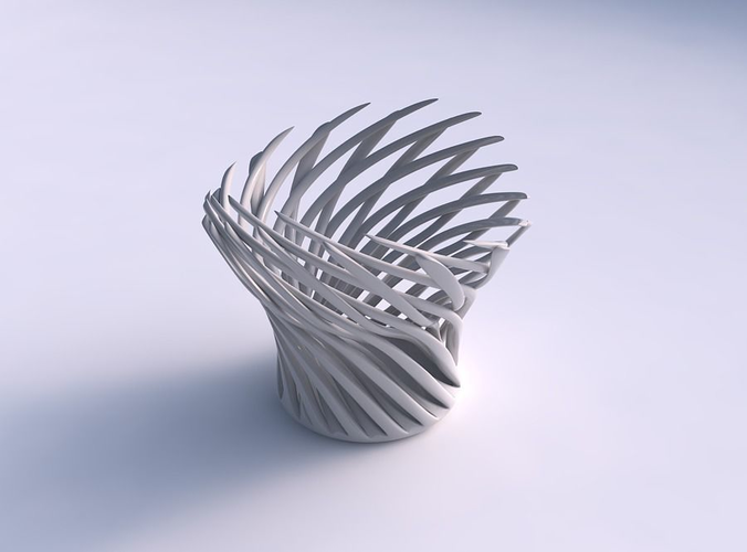 Bowl with twisted muscle structure twisted and streched top