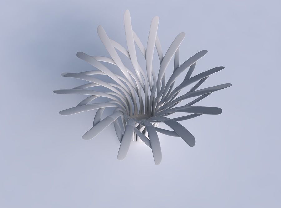 Bowl with twisted muscle structure streched and wavy top 3D print model_1