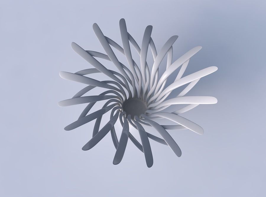 Bowl with twisted muscle structure streched and wavy top 3D print model_2