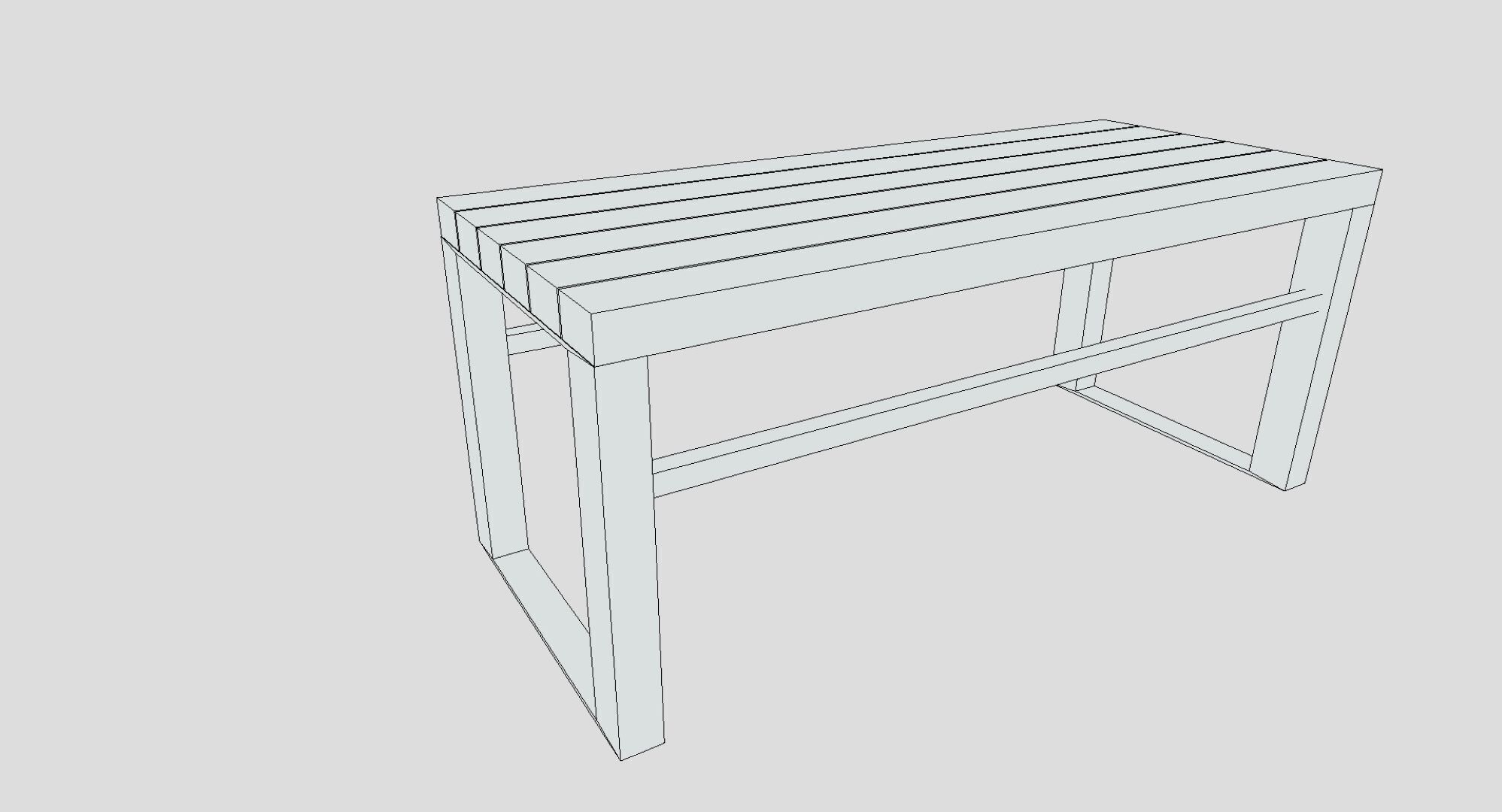Sumple Bench Low-poly 3D model_6