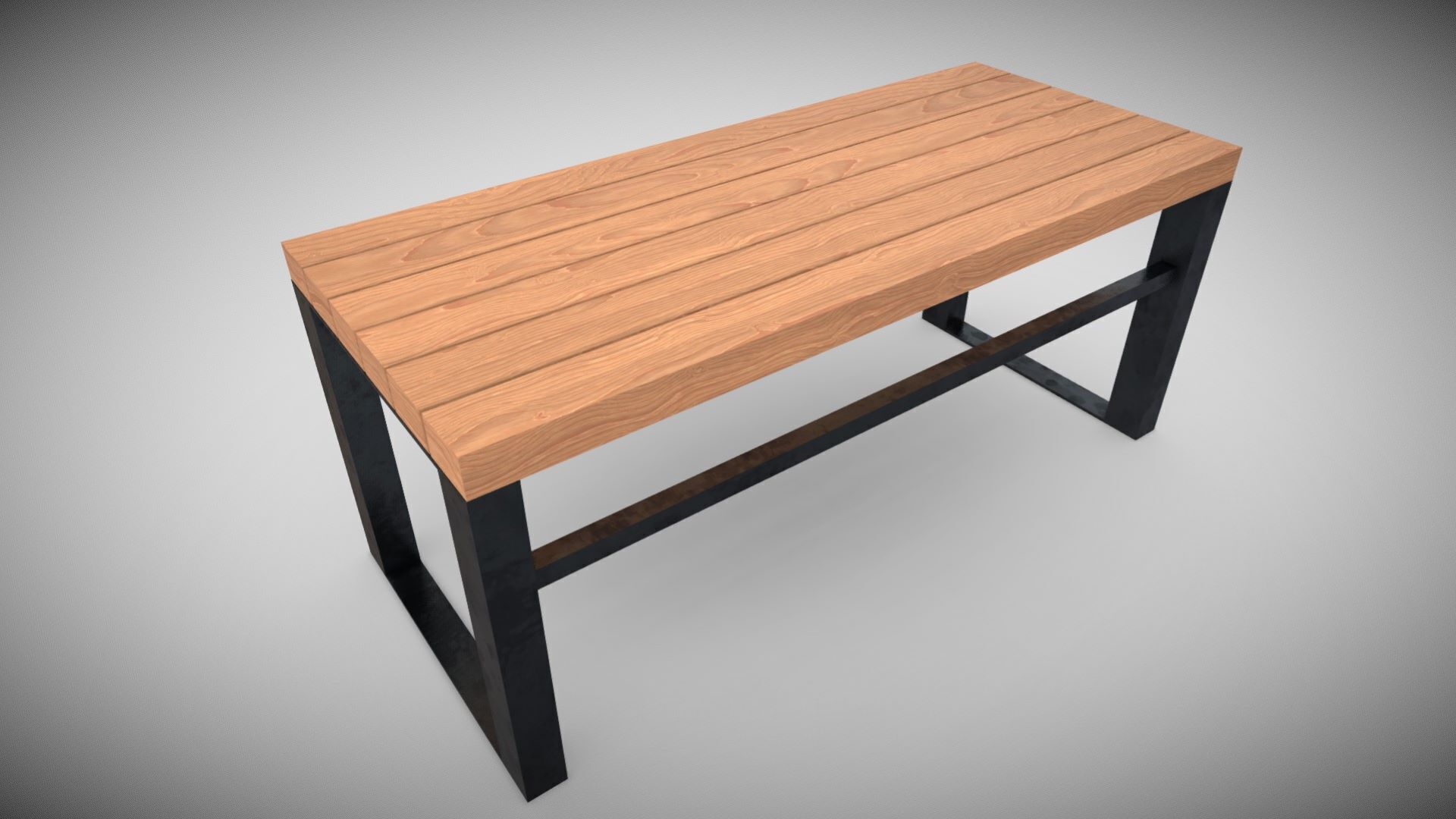 Sumple Bench Low-poly 3D model_1