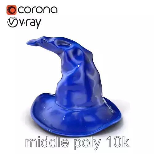 Merlin Wizards Hat Royal Blue model pack Low-poly 3D model