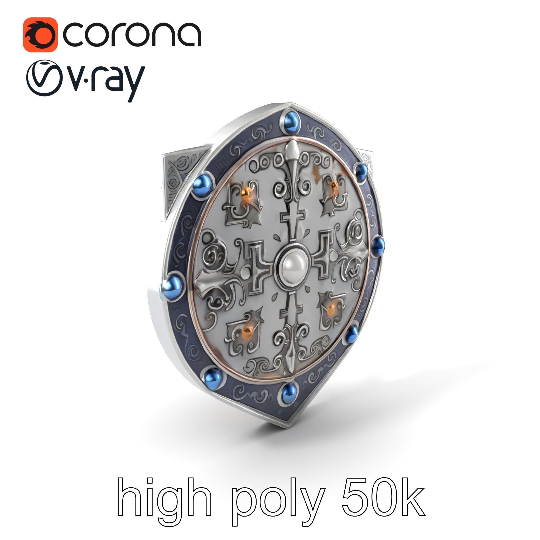 Medieval Glowing Glyph Shield model pack Low-poly 3D model_2