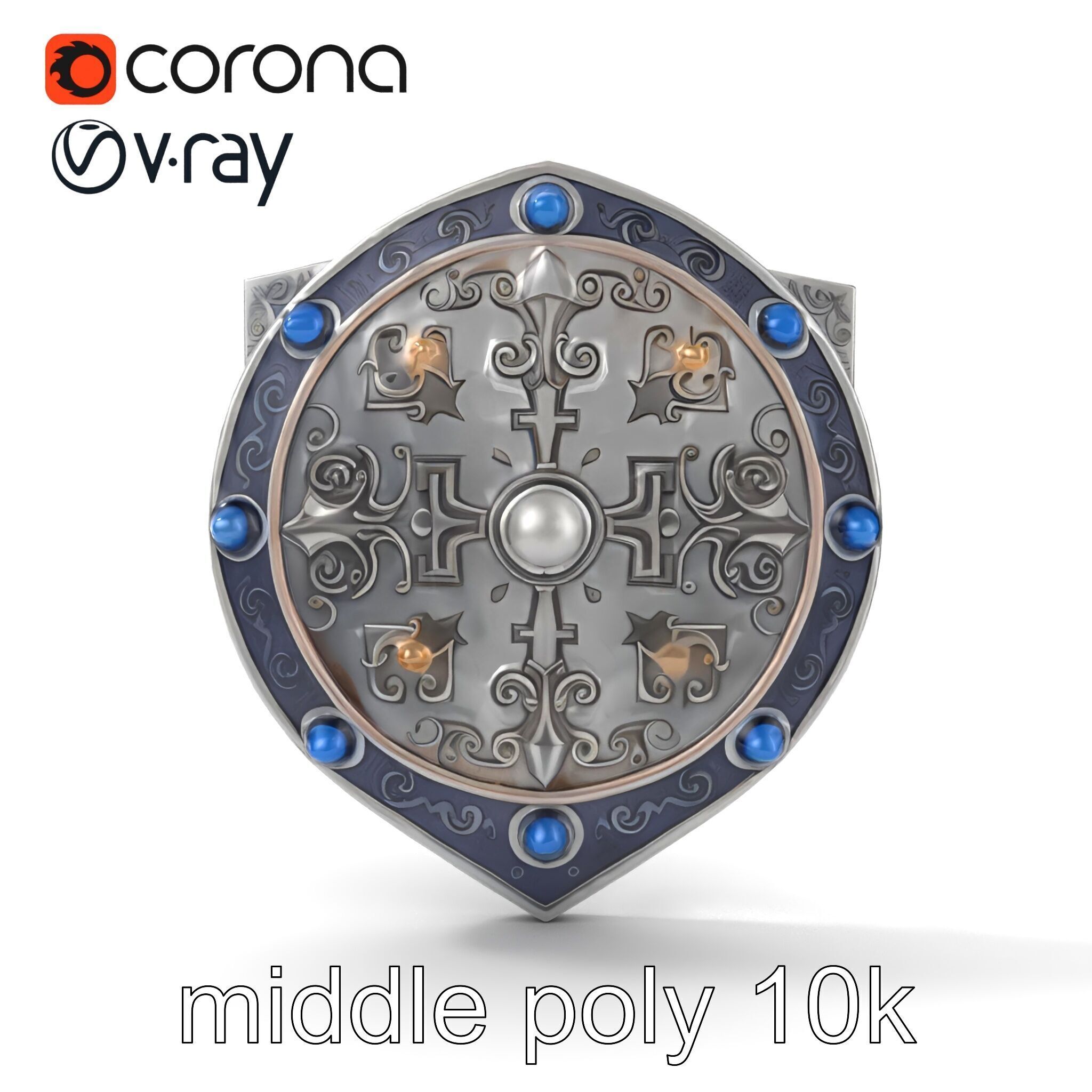 Medieval Glowing Glyph Shield model pack Low-poly 3D model_22