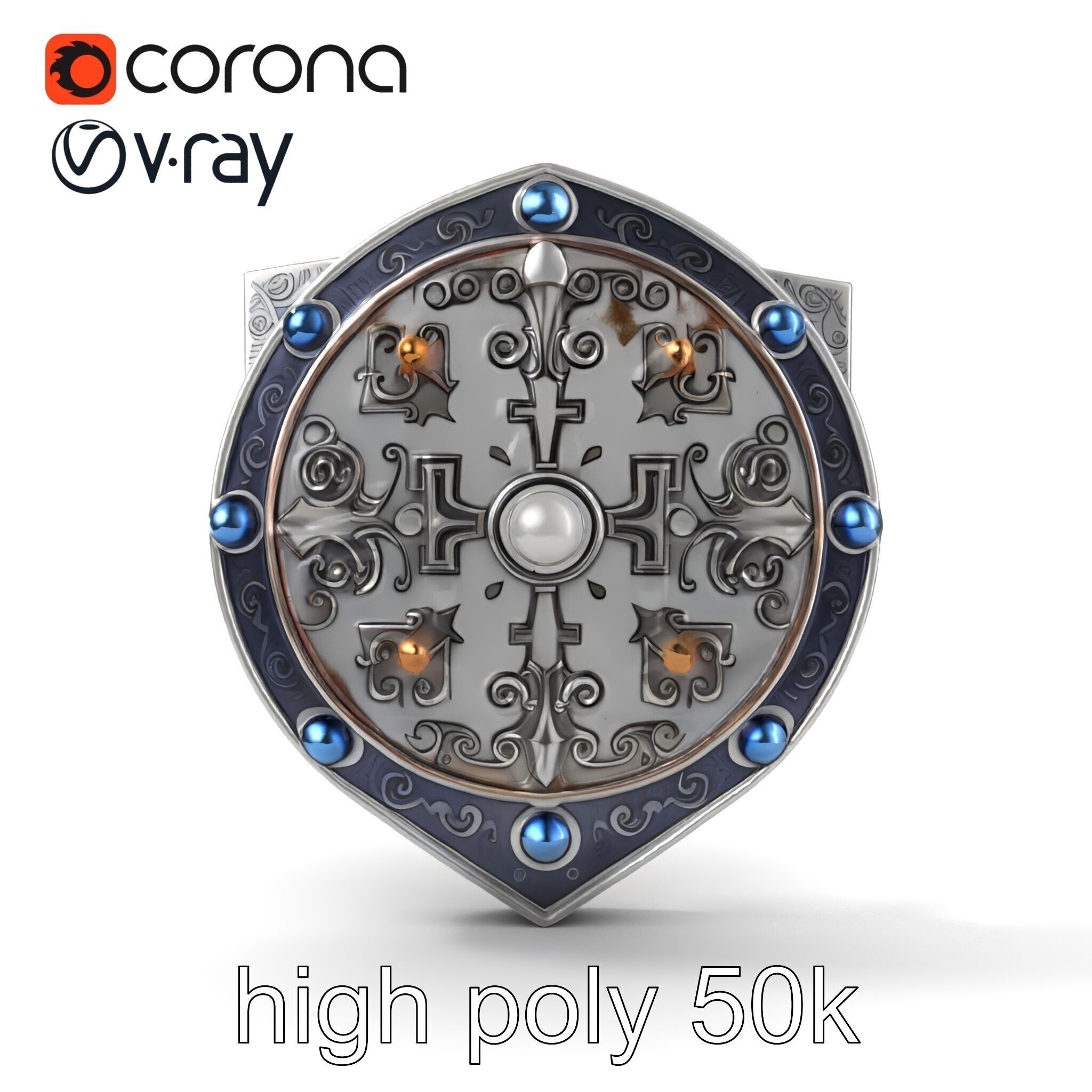 Medieval Glowing Glyph Shield model pack Low-poly 3D model_32