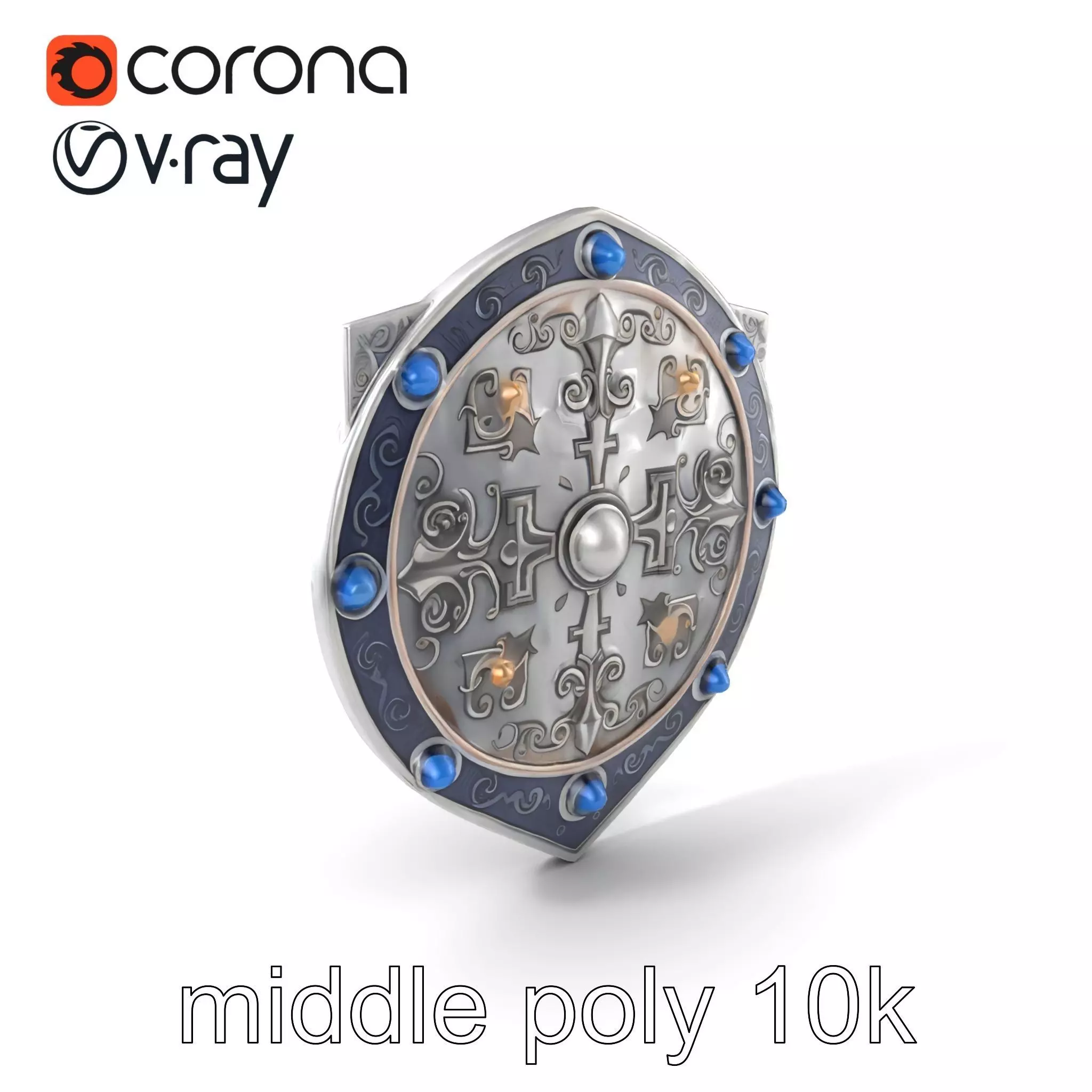 Medieval Glowing Glyph Shield model pack Low-poly 3D model_0