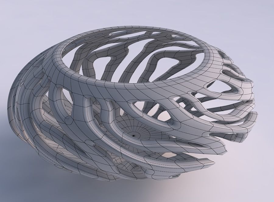 Bowl with twisted smooth cuts twisted and squeezed 3D print model_5