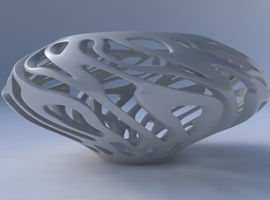 Bowl with twisted smooth cuts twisted and squeezed 3D print model_4