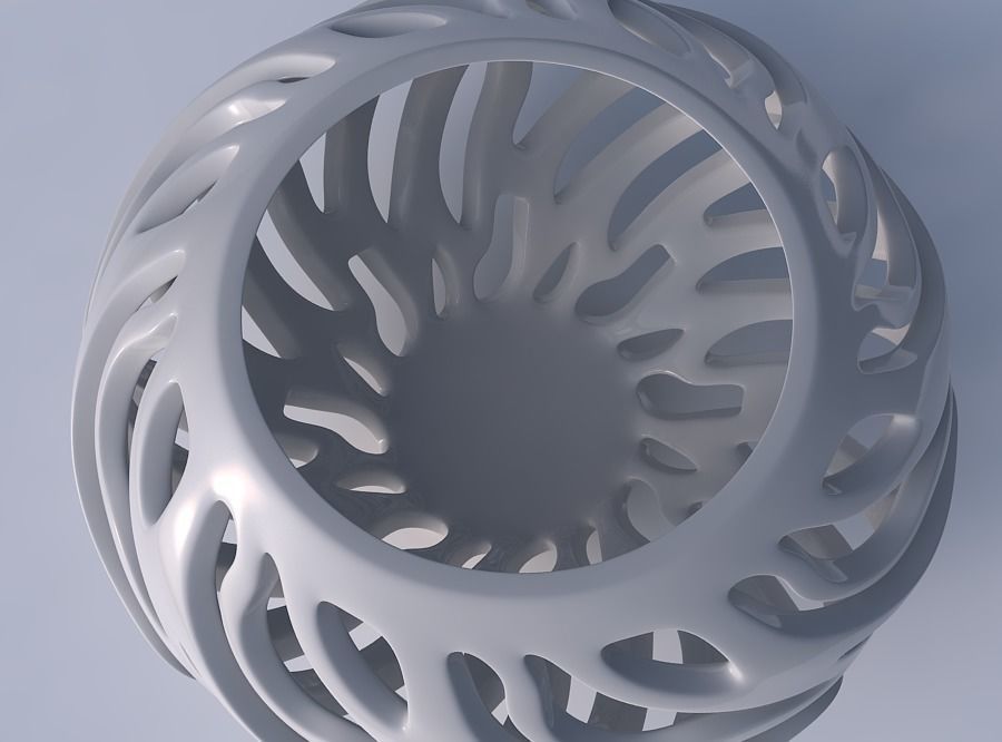 Bowl with twisted smooth cuts twisted and squeezed 3D print model_2