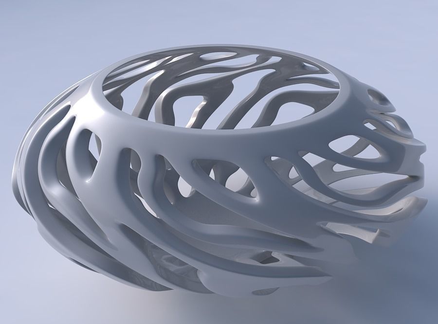 Bowl with twisted smooth cuts twisted and squeezed 3D print model_3
