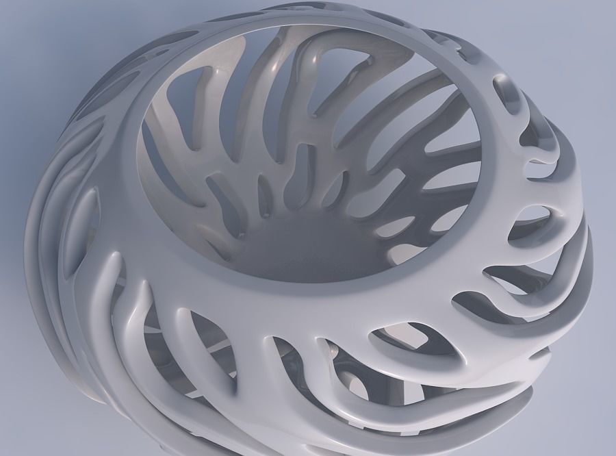 Bowl with twisted smooth cuts twisted and squeezed 3D print model_1