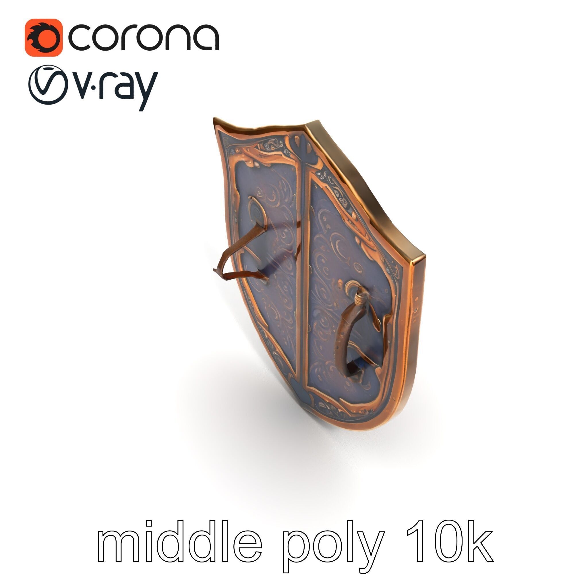 Ornate Enchanted Battle Shield Bronze model pack Low-poly 3D model_18