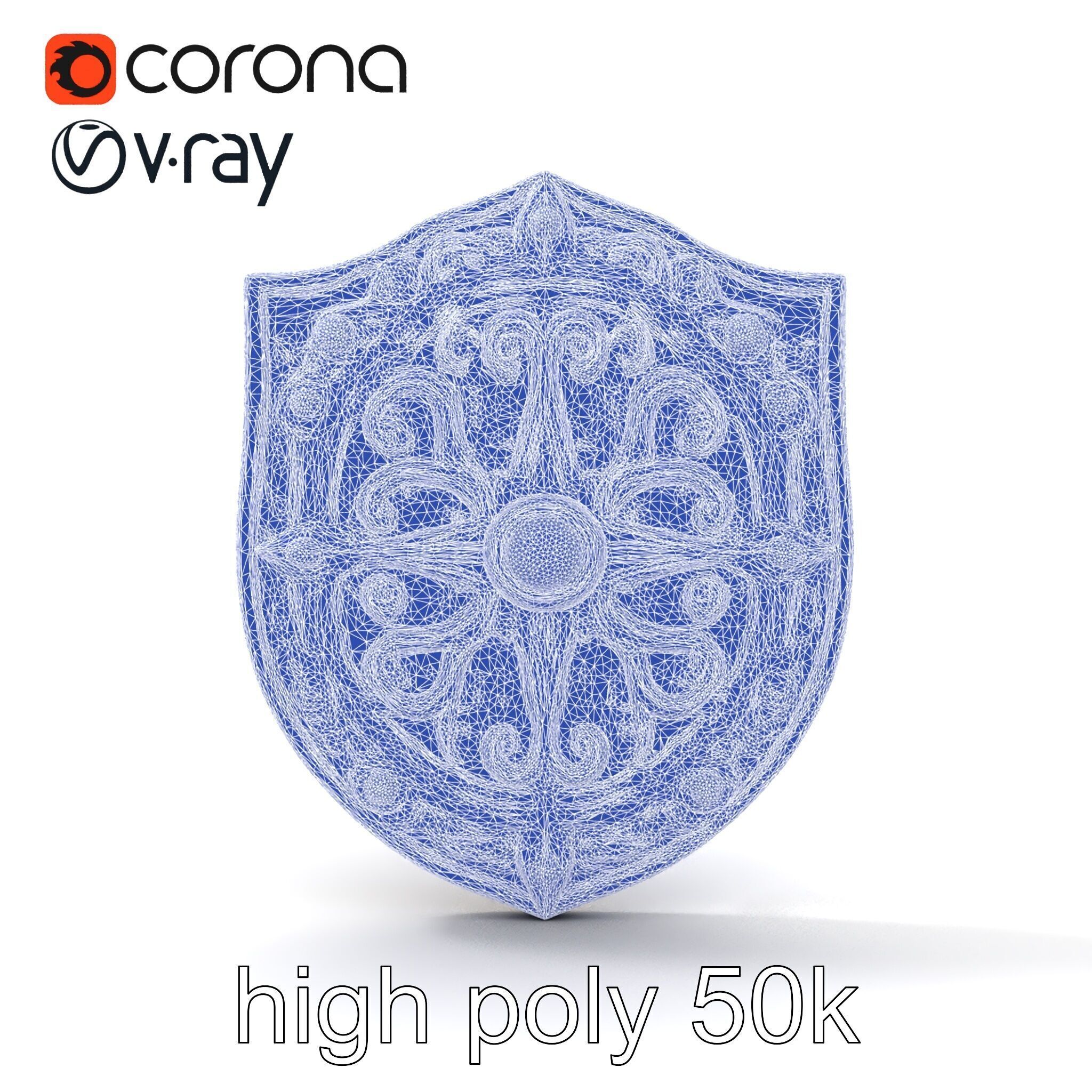 Ornate Enchanted Battle Shield Bronze model pack Low-poly 3D model_28