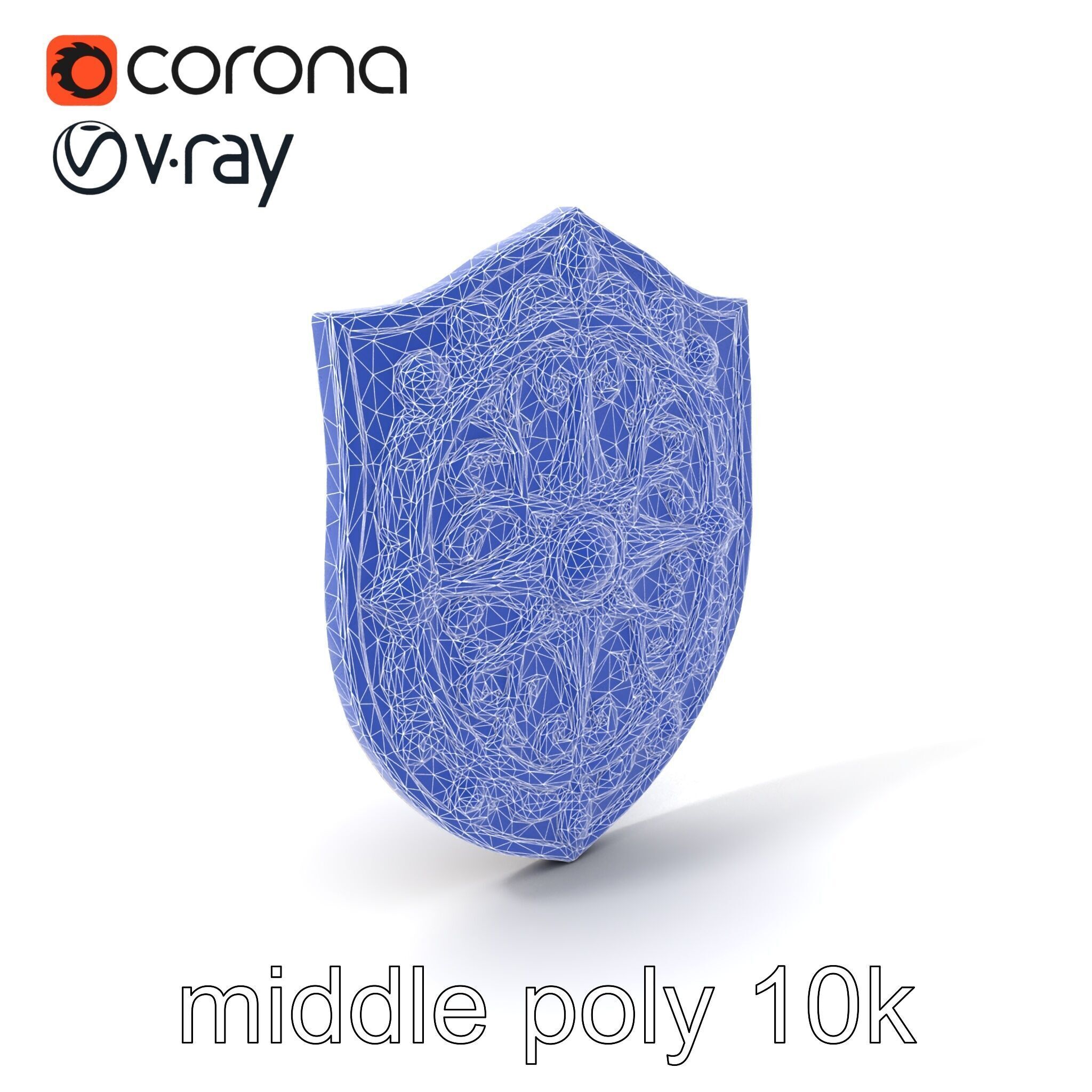Ornate Enchanted Battle Shield Bronze model pack Low-poly 3D model_6