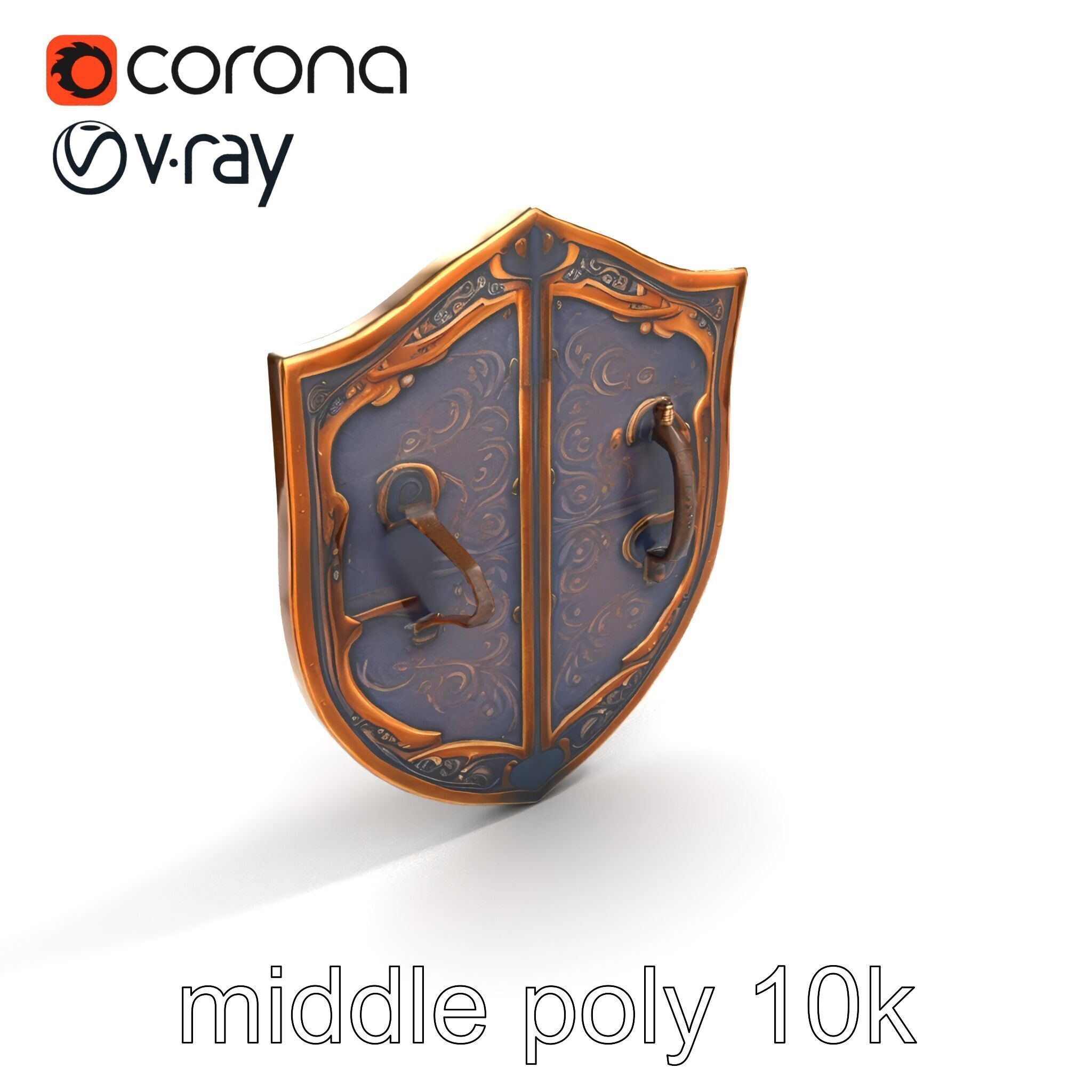 Ornate Enchanted Battle Shield Bronze model pack Low-poly 3D model_8
