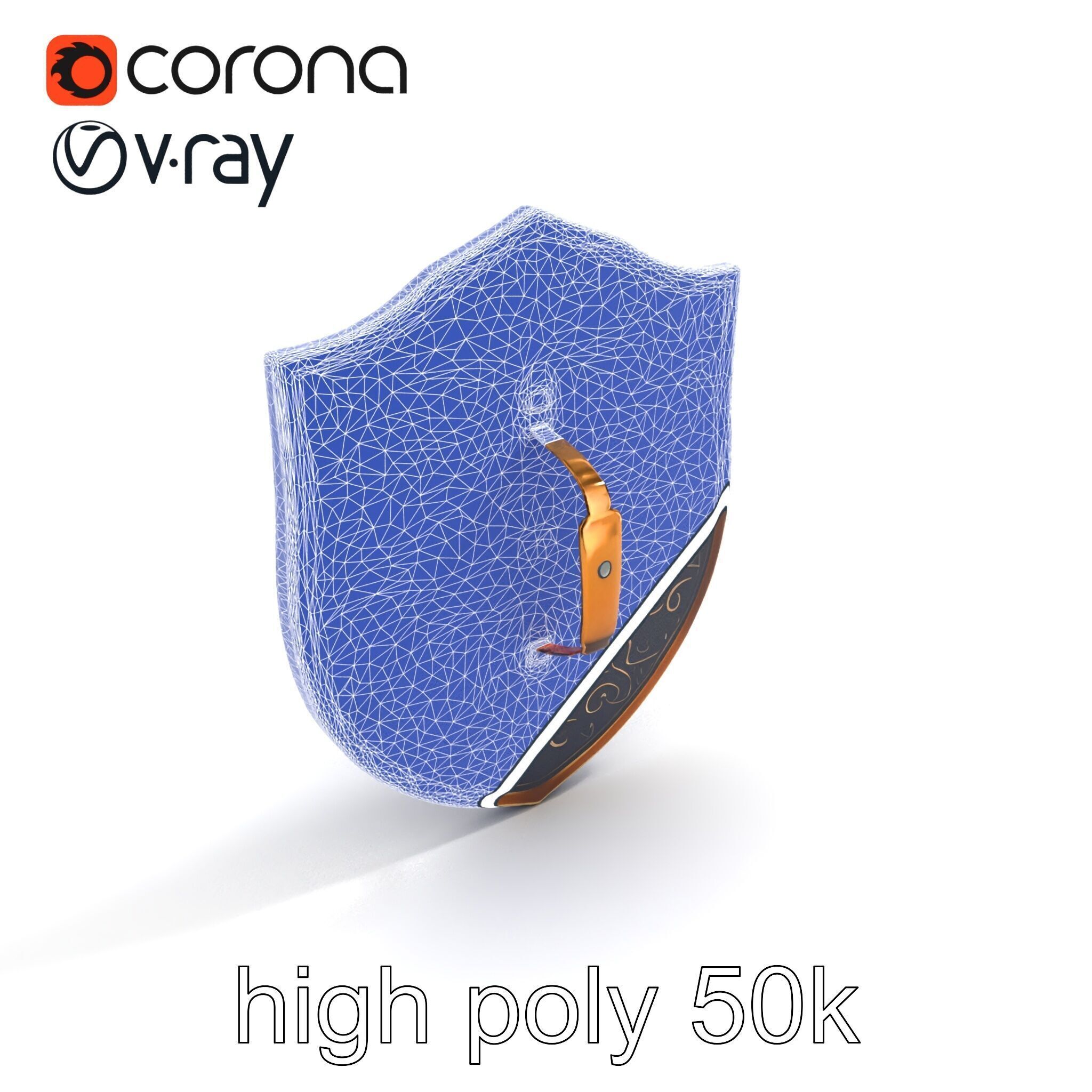 Ornate Enchanted Battle Shield Bronze model pack Low-poly 3D model_30