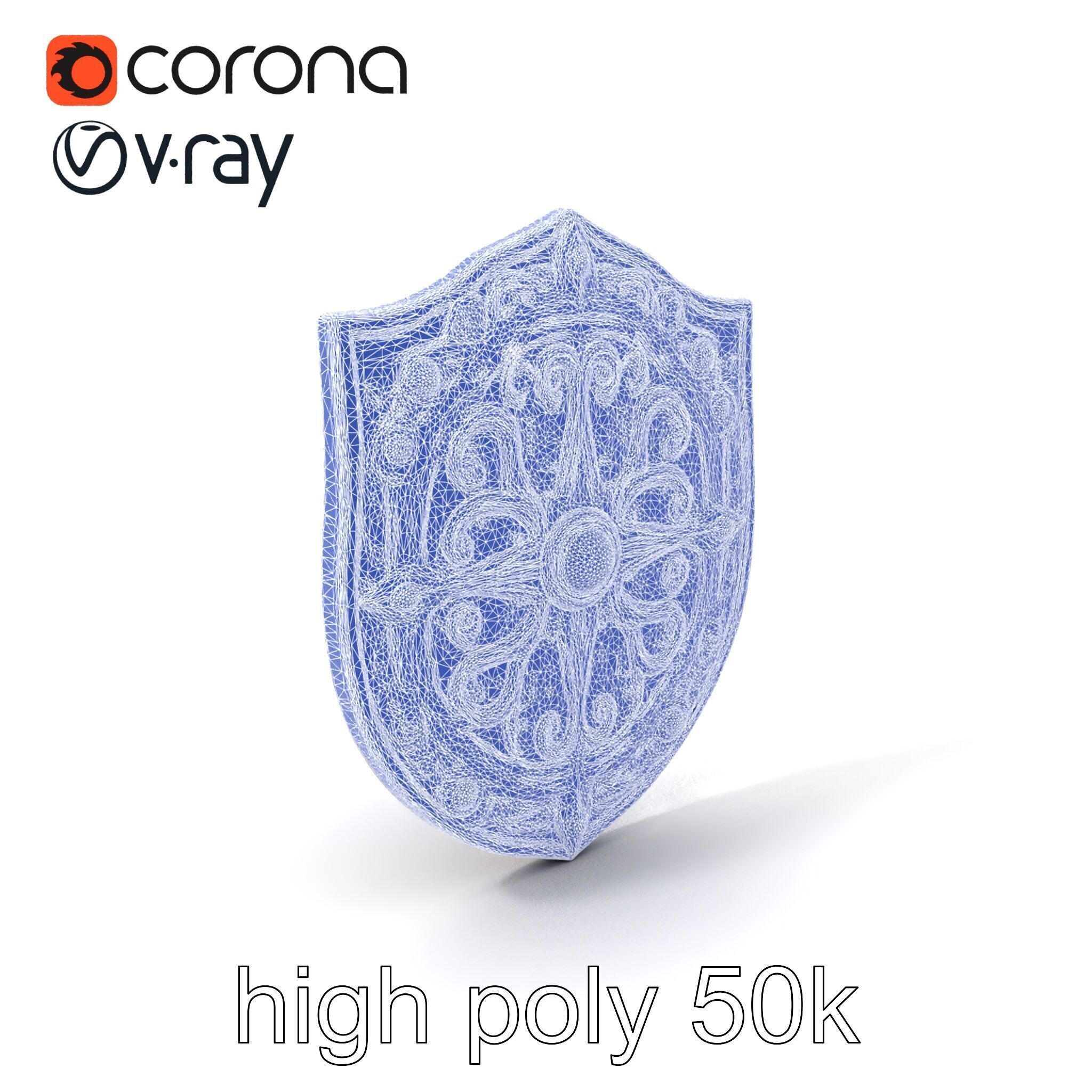 Ornate Enchanted Battle Shield Bronze model pack Low-poly 3D model_10