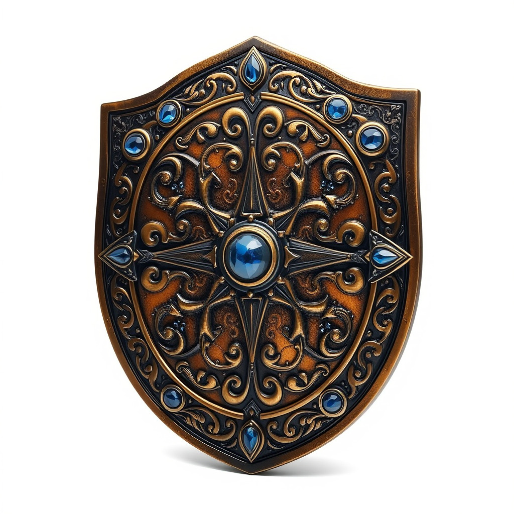 Ornate Enchanted Battle Shield Bronze model pack Low-poly 3D model_4