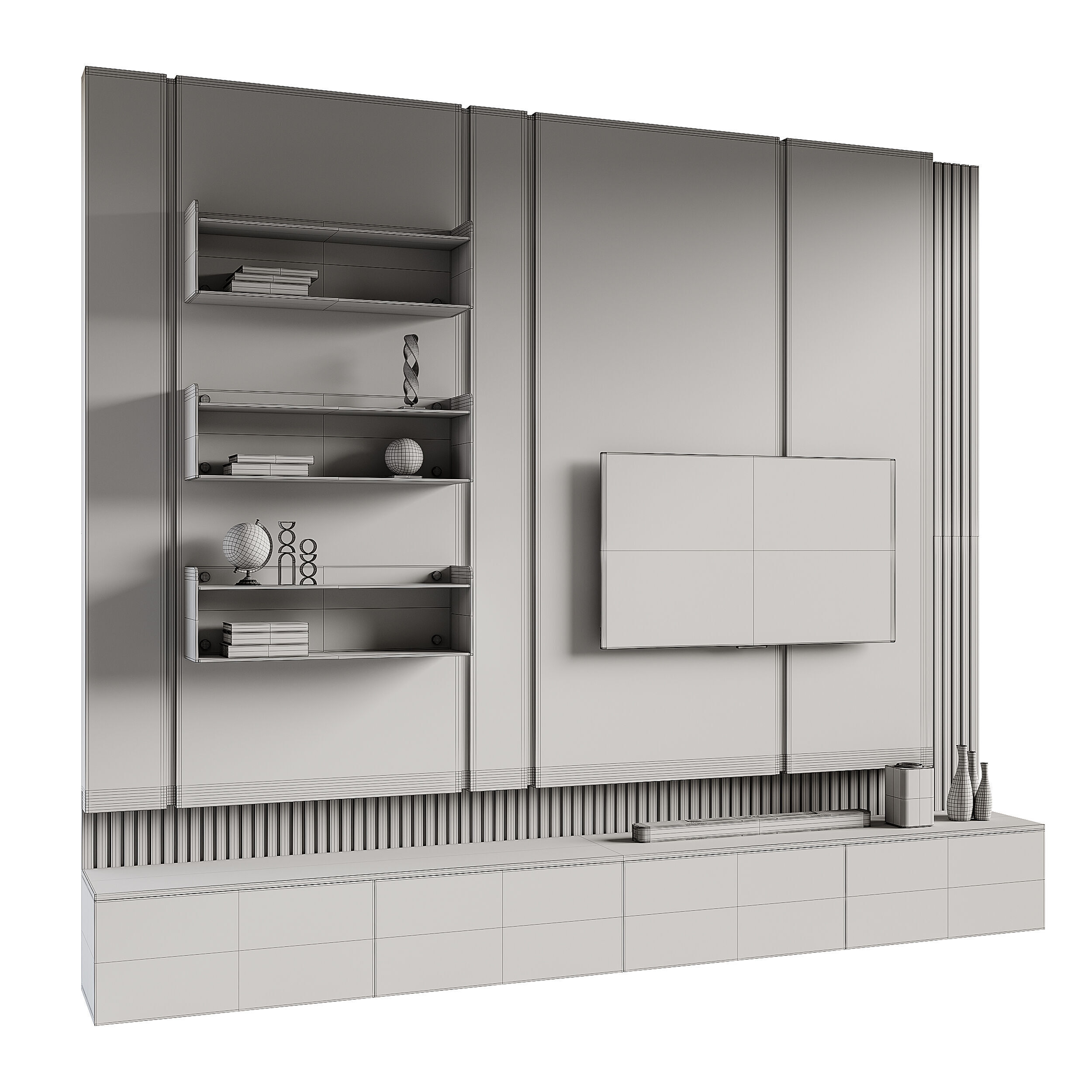 Modern TV Wall 012 3D model_13