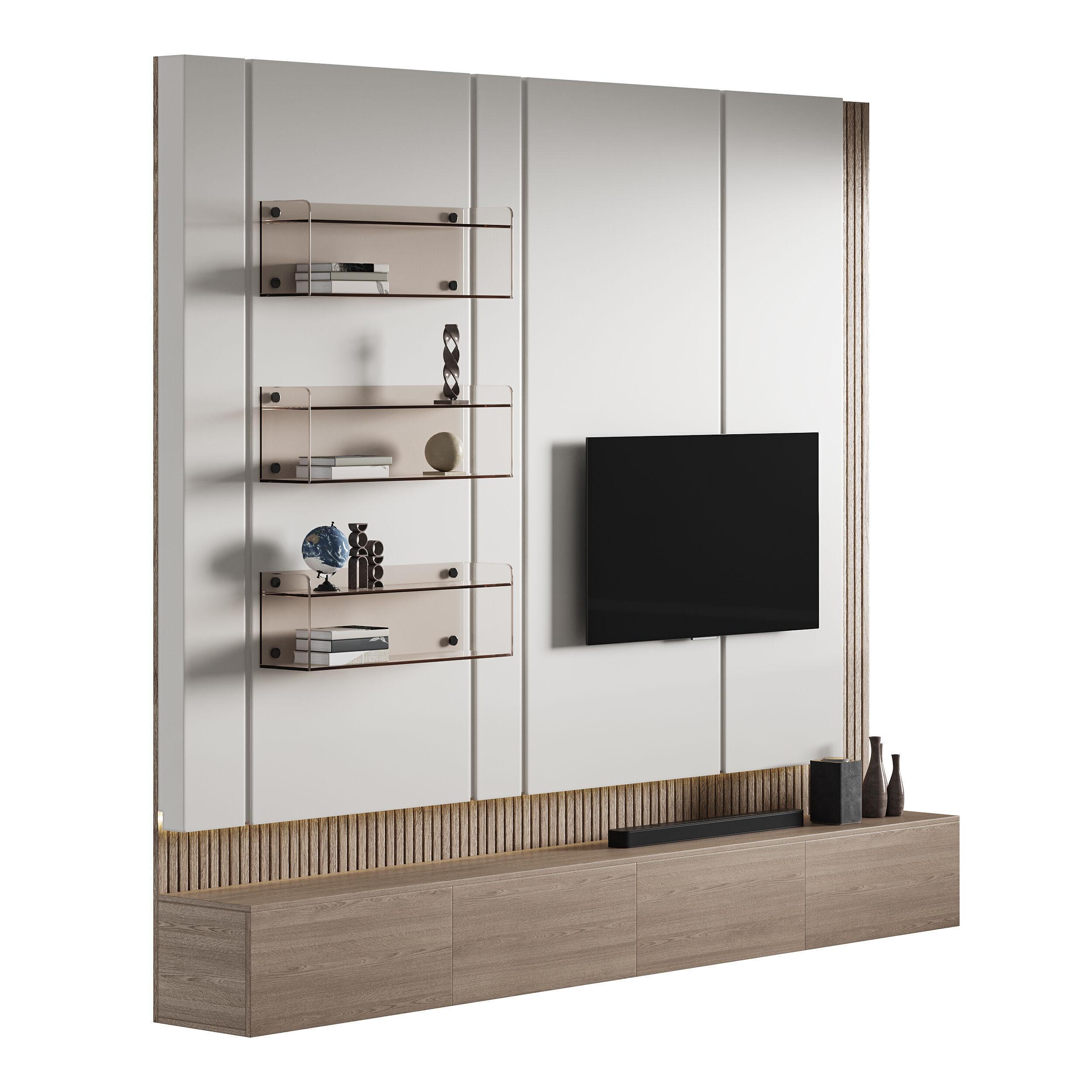 Modern TV Wall 012 3D model_2
