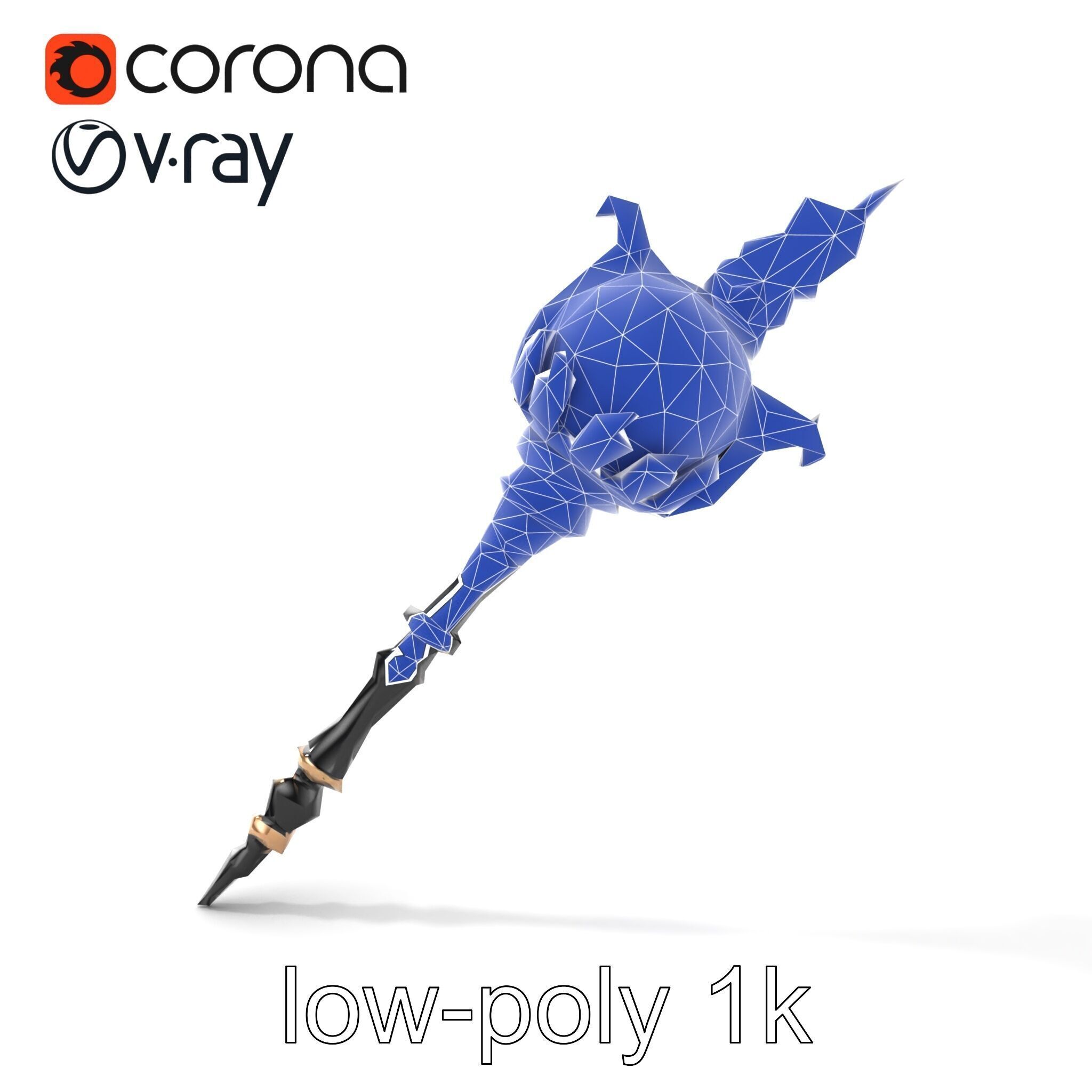 Necromancer Ebony Staff with Obsidian Orb model pack Low-poly 3D model_25