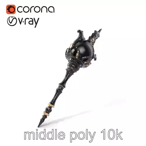 Necromancer Ebony Staff with Obsidian Orb model pack Low-poly 3D model